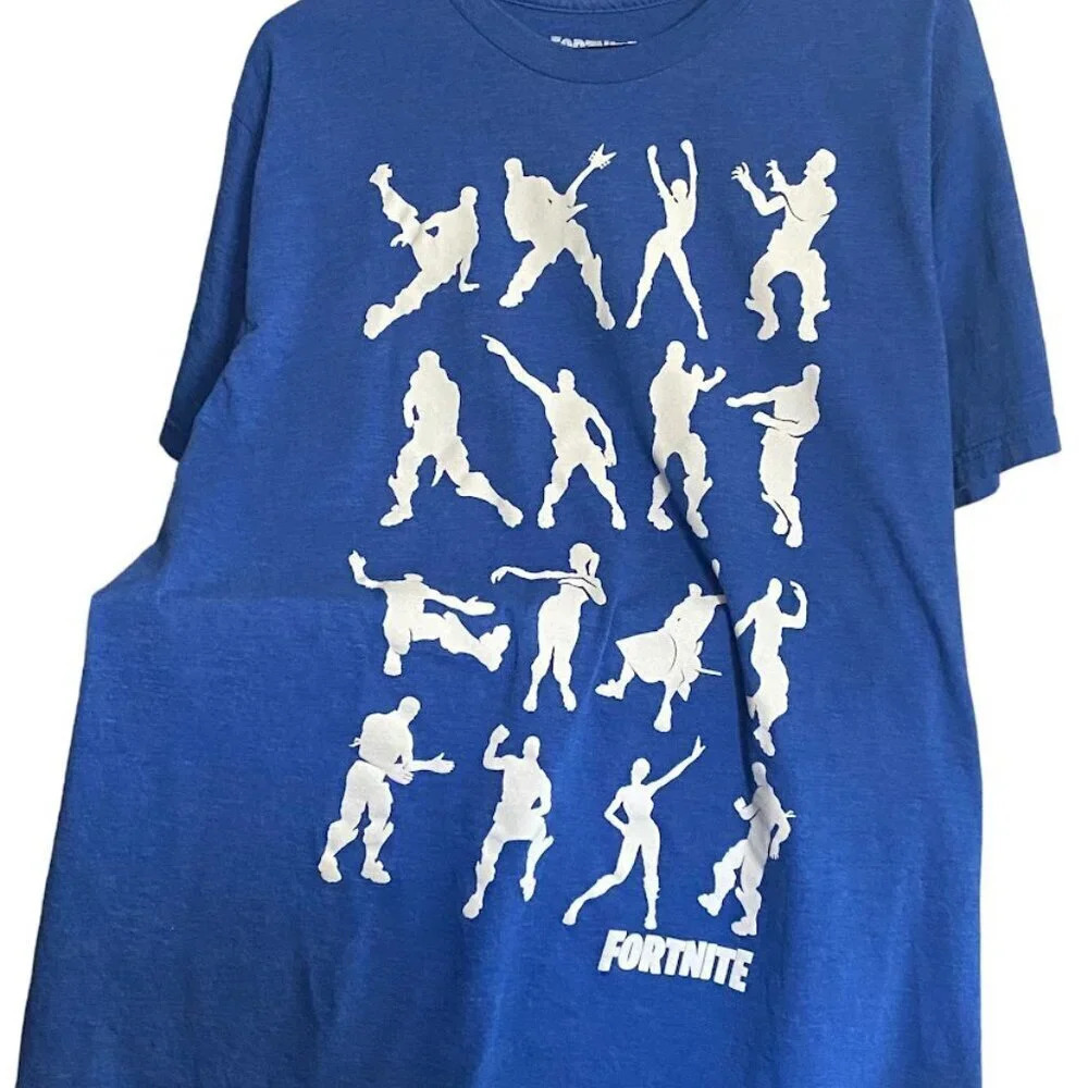 Fortnite Gaming Blue White Short Sleeve Round Neck Womens T-shirt Sz Large - Picture 3 of 7